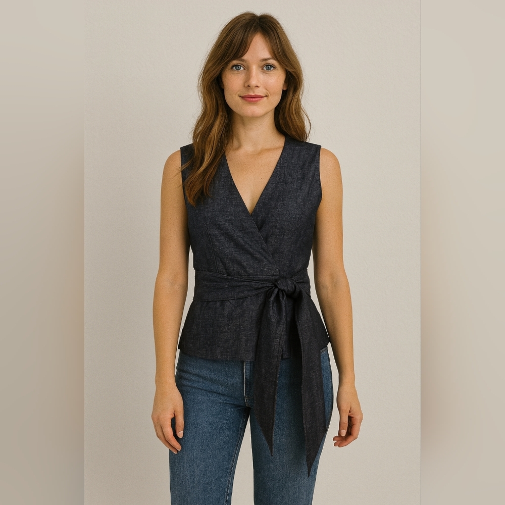NWT Inclan Studio Stylish Sleeveless Wrap Top Size 6